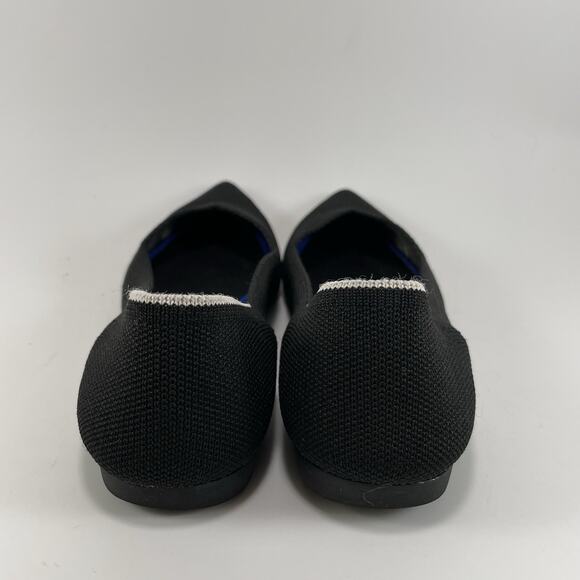 Rothy’s The Point Pointed Toe Flats Womens Size 6.5 Black Ballet White Stripe - Picture 4 of 9